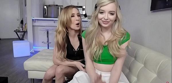  Stepmom Aiden Ashley and teen Lexi Lore taking huge cock